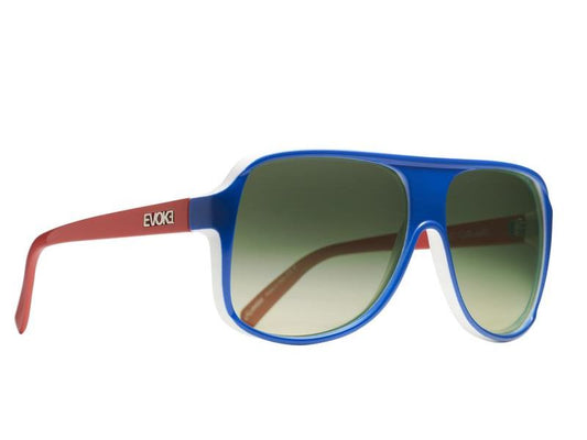 Óculos de Sol Evoke EVK 04 Blue Temple Red White/ Green Degradê