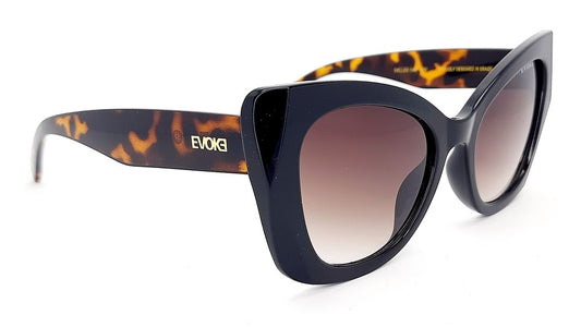 ÓCULOS DE SOL EVK 51 A02 BLACK SHINE TEMPLE BROWN GRADIENT