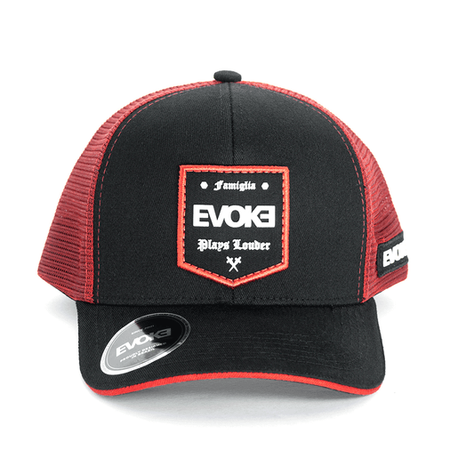 BONÉ EVOKE EVK 10 Trucker 6 Aba Curva Plays Louder Vermelho/Preto Snapback